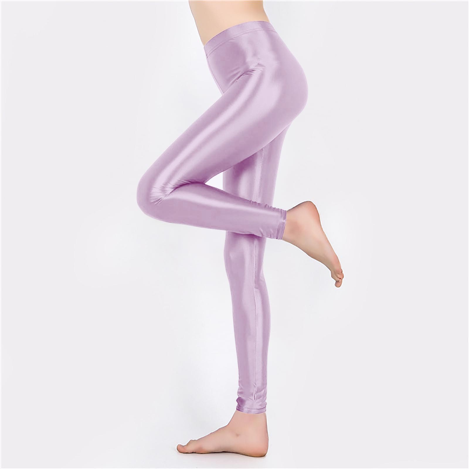 thumbnail image 5 of Leggings brillantes de entrenamiento de cintura alta para tallas grandes - 76 % nailon, alta elasticidad, aptos para yoga/baile - Tallas M-XL con tolerancia de medición de 1 pulgada, 5 of 5
